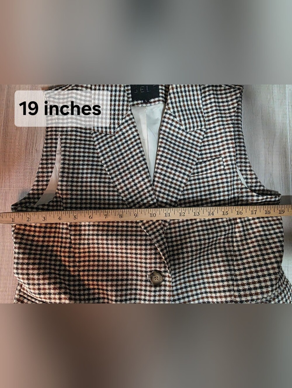 NWOT Mina Self Y2K Blazer Vest in Brown and Cream sz Large - Picture 5 of 9